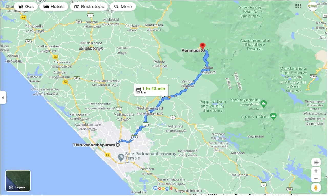 thiruvananthapuram-to-ponmudi-one-way