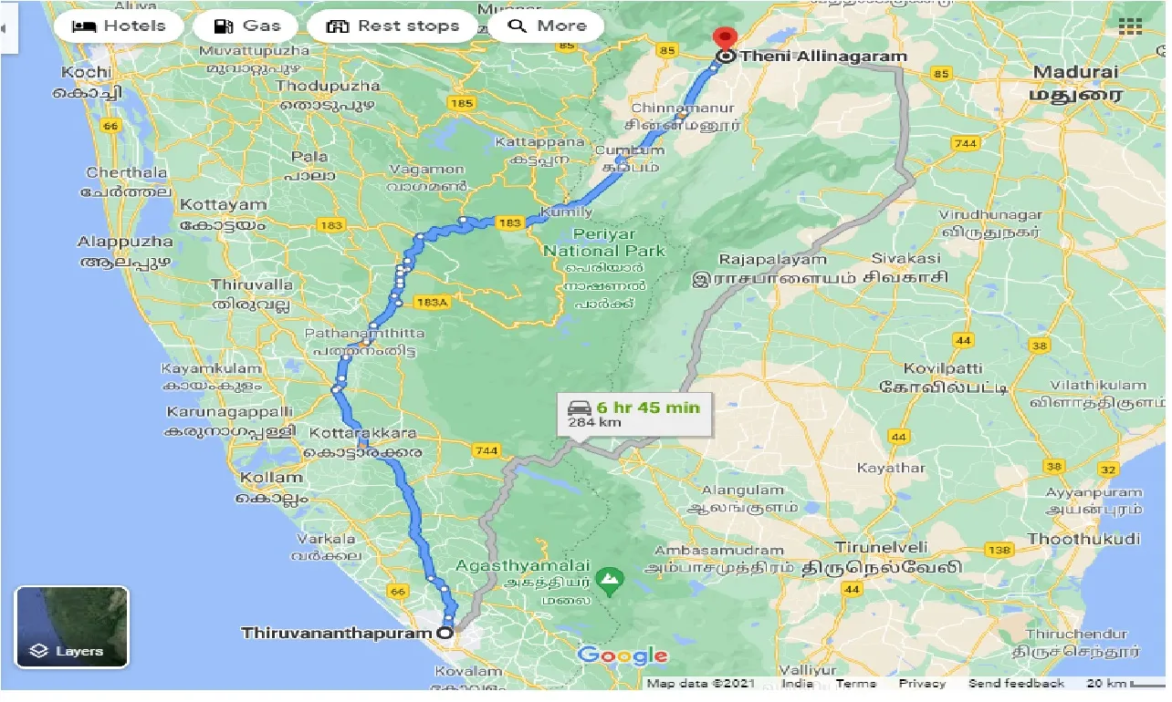 thiruvananthapuram-to-theni-allinagaram-taxi