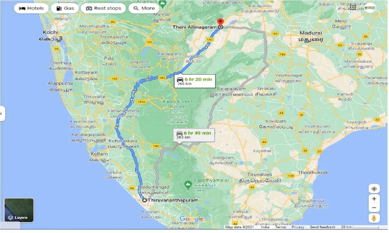 thiruvananthapuram-to-theni-round-trip