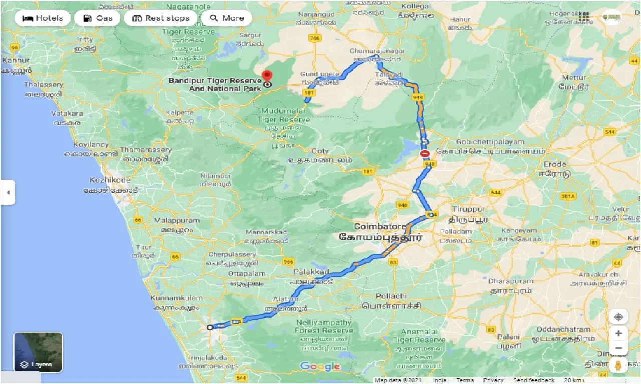 thrissur-to-bandipur-national-park-one-way