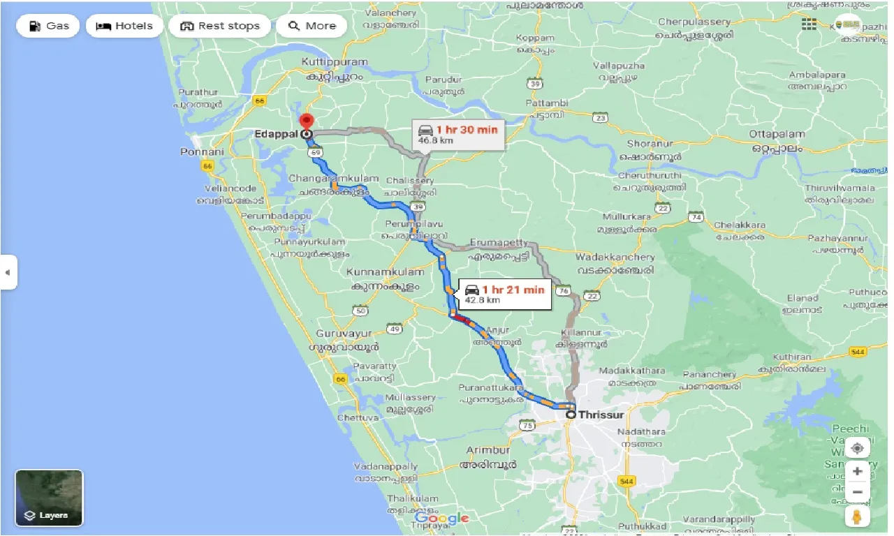 thrissur-to-edappal-one-way