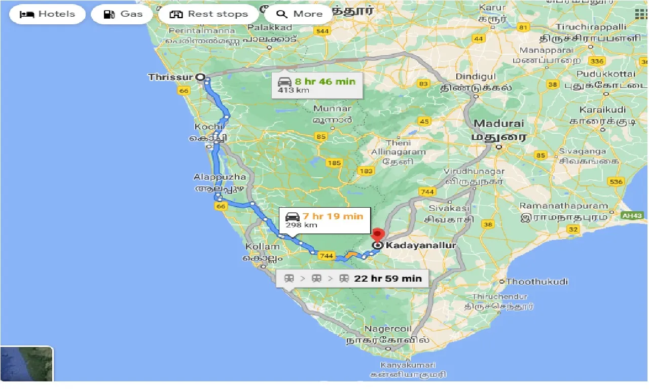 thrissur-to-kadayanallur-taxi