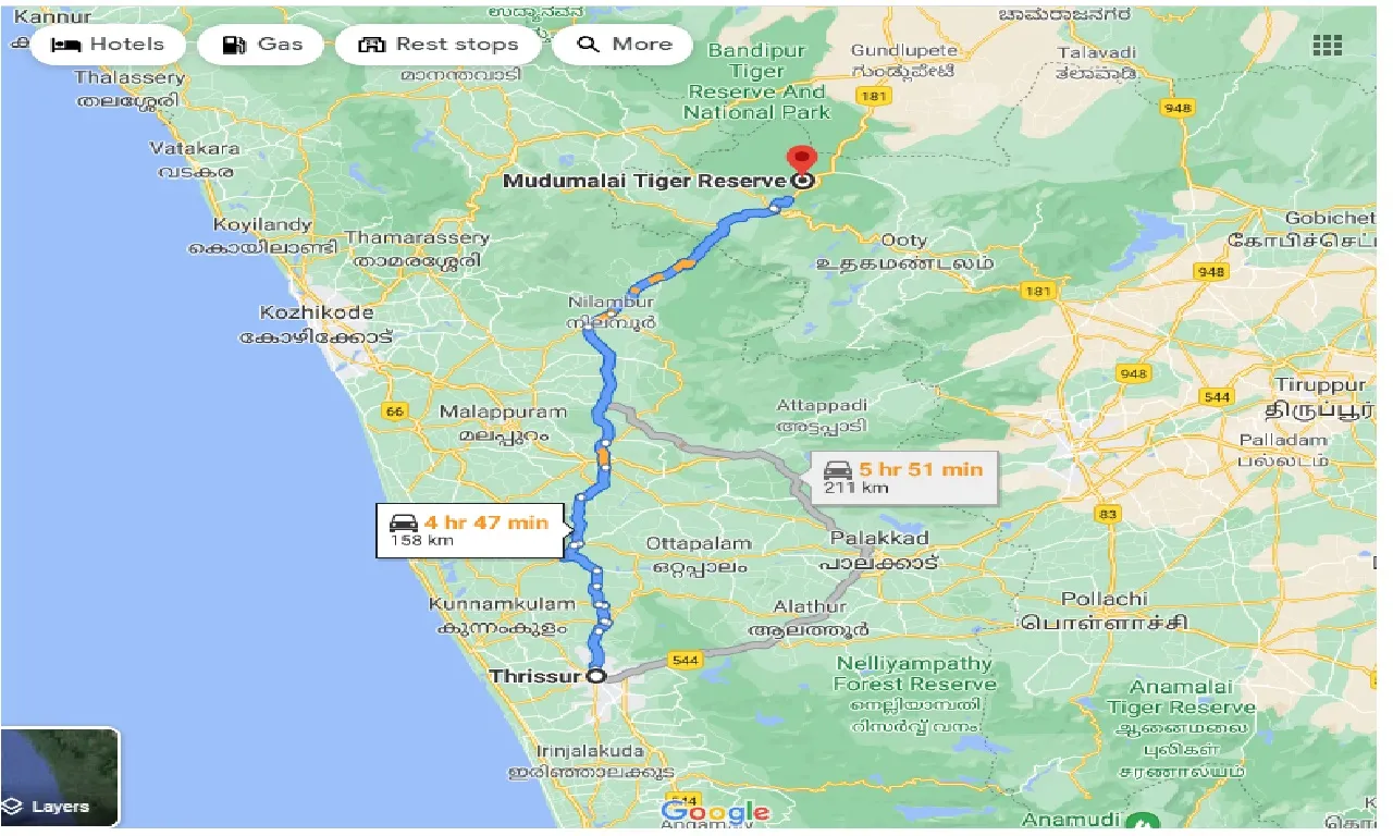 thrissur-to-mudumalai-tiger-reserve-taxi