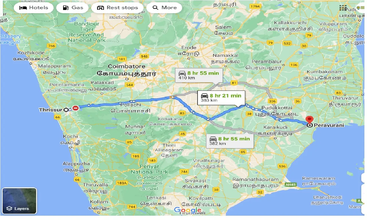 thrissur-to-peravurani-one-way