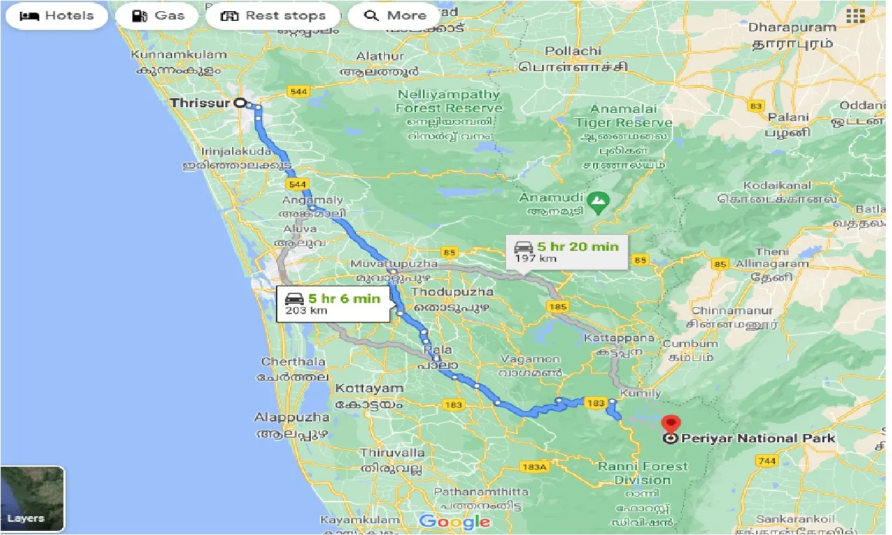 thrissur-to-periyar-national-park-one-way