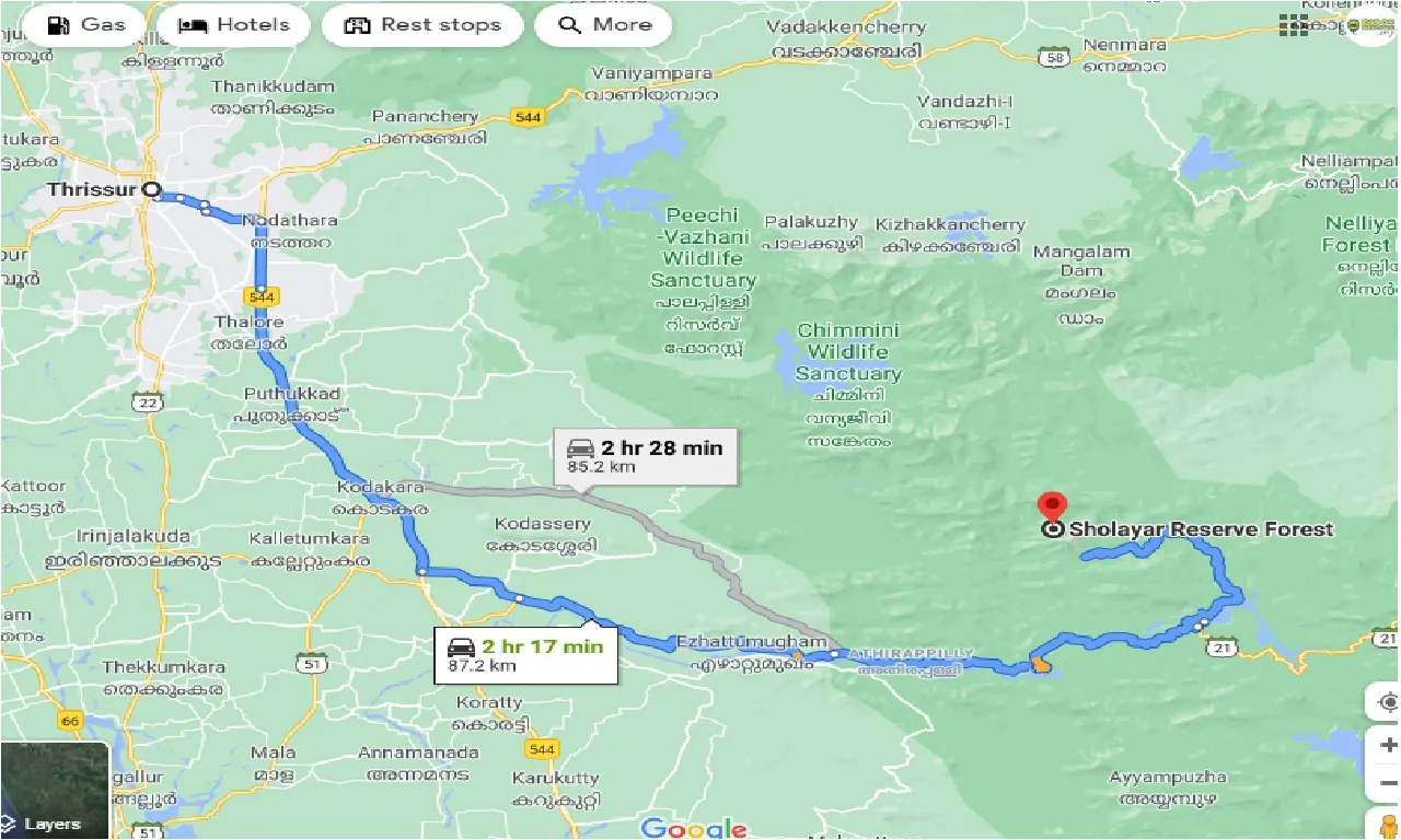 thrissur-to-sholayar-reserve-forest-one-way