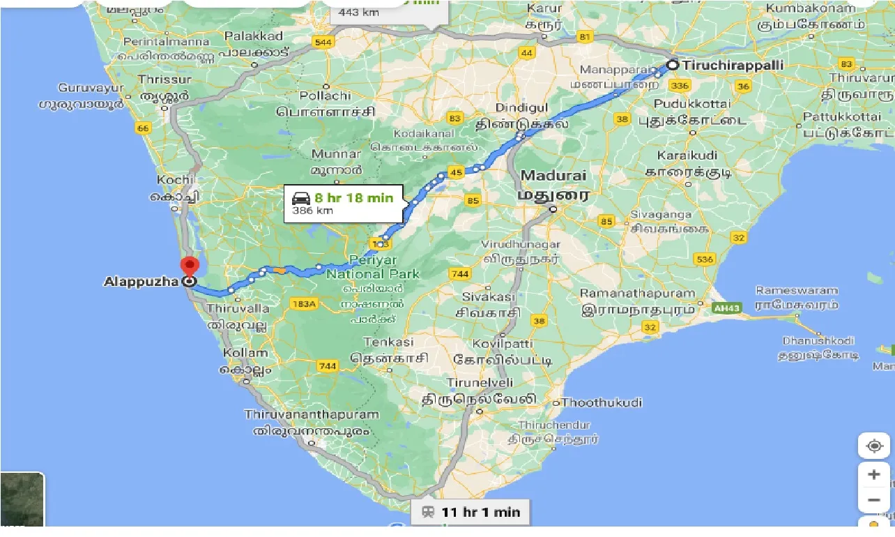 tiruchirappalli-to-alappuzha-one-way