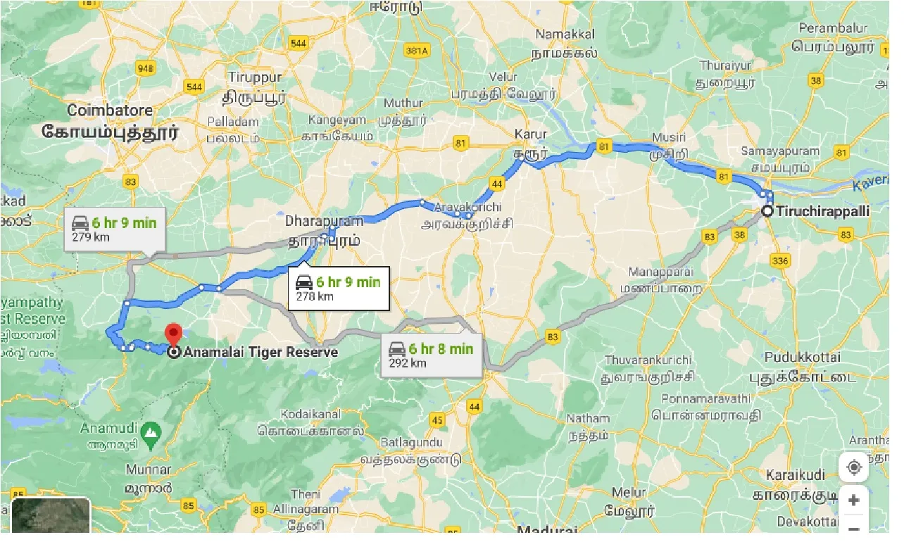 tiruchirappalli-to-anamalai-tiger-reserve-taxi