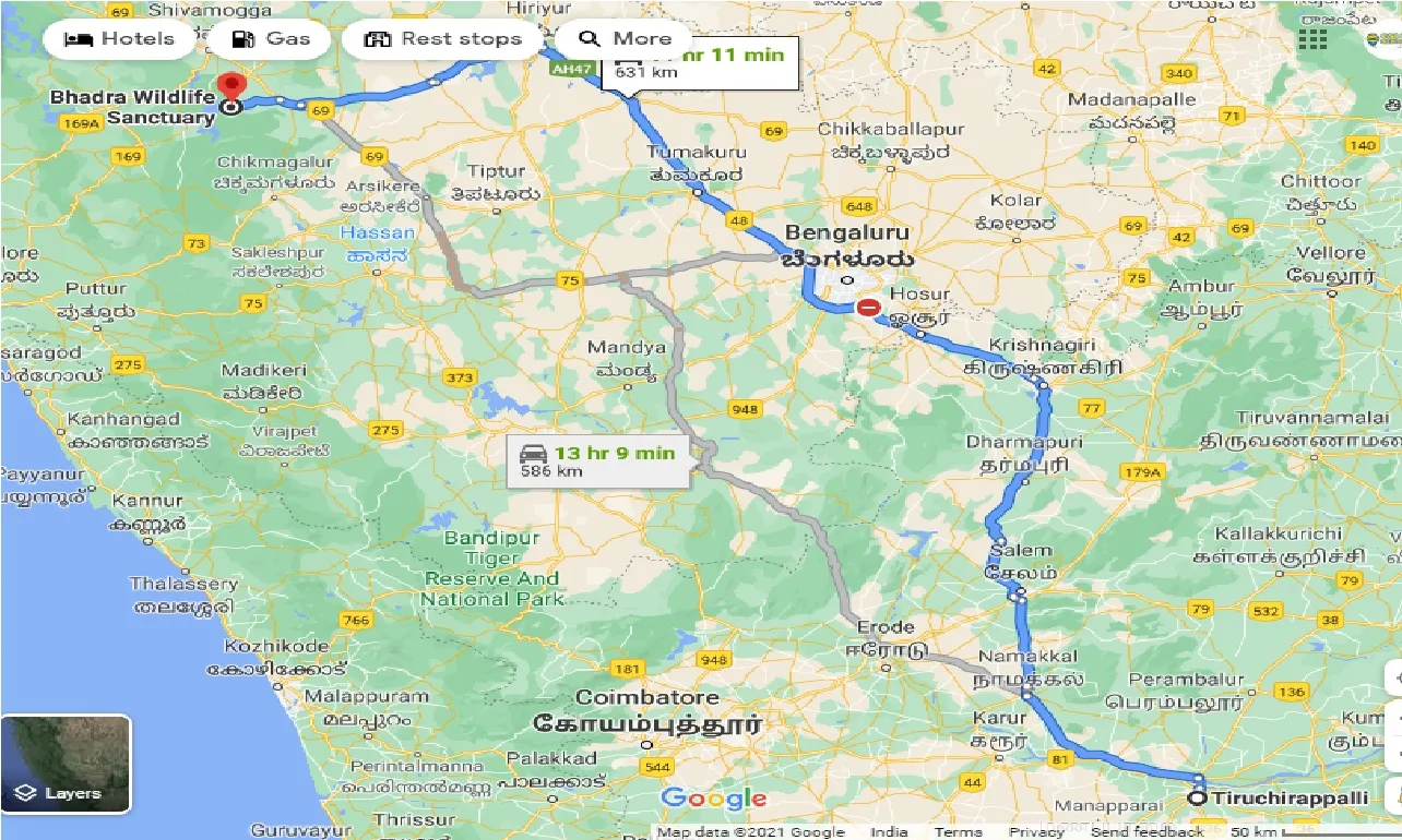 tiruchirappalli-to-bhadra-wildlife-sanctuary-one-way