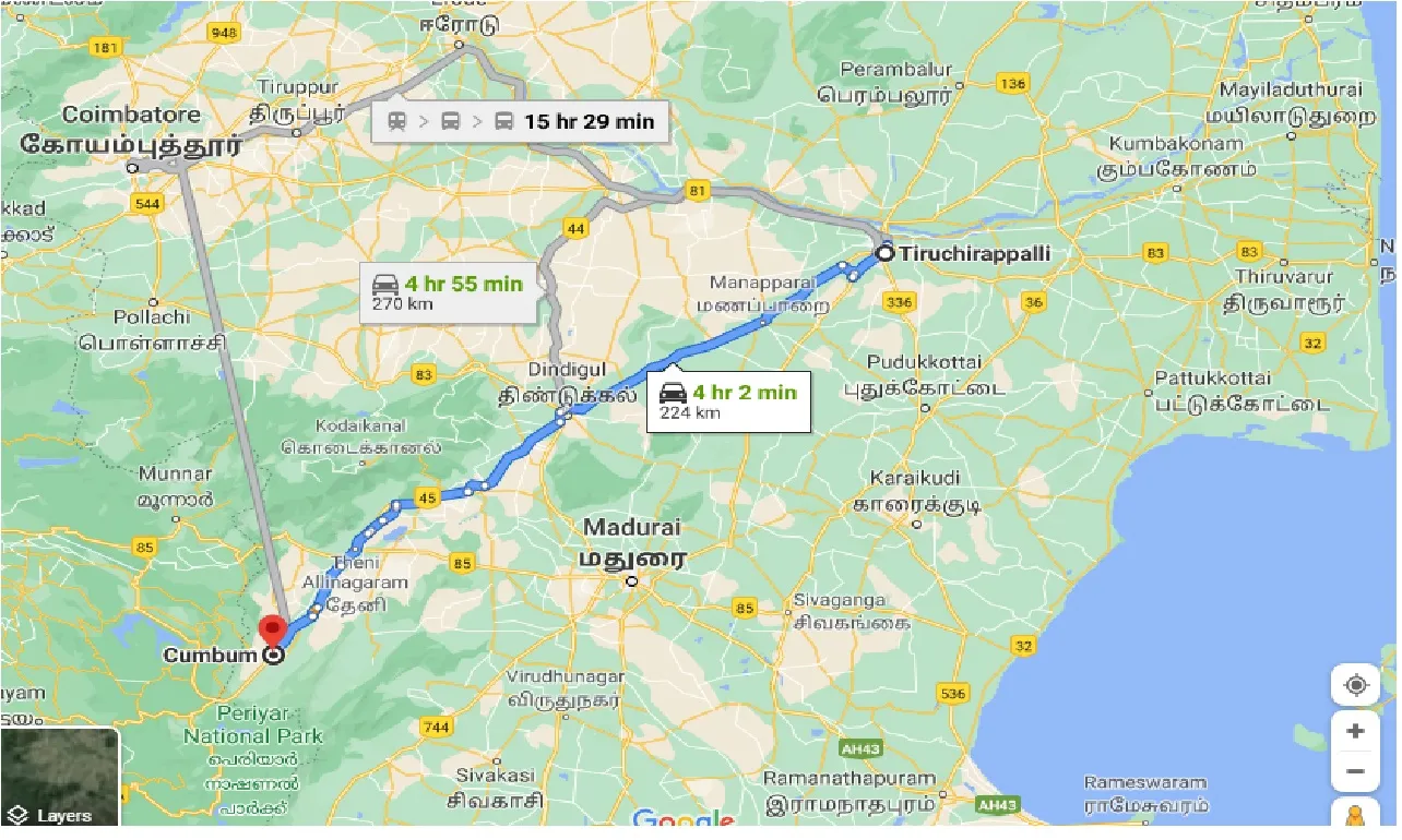 tiruchirappalli-to-cumbum-taxi