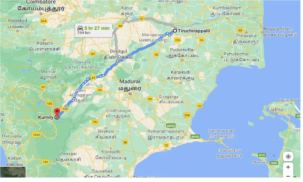 tiruchirappalli-to-kumily-one-way
