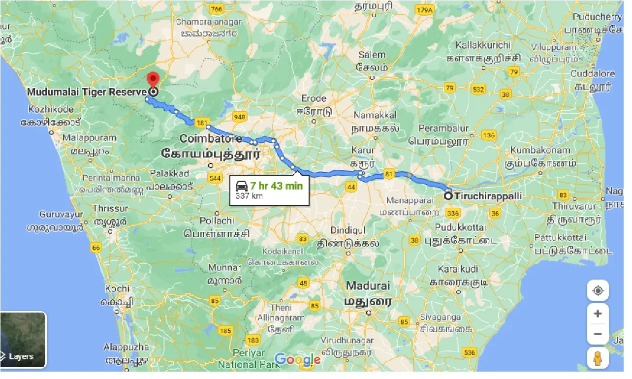 tiruchirappalli-to-mudumalai-tiger-reserve-taxi