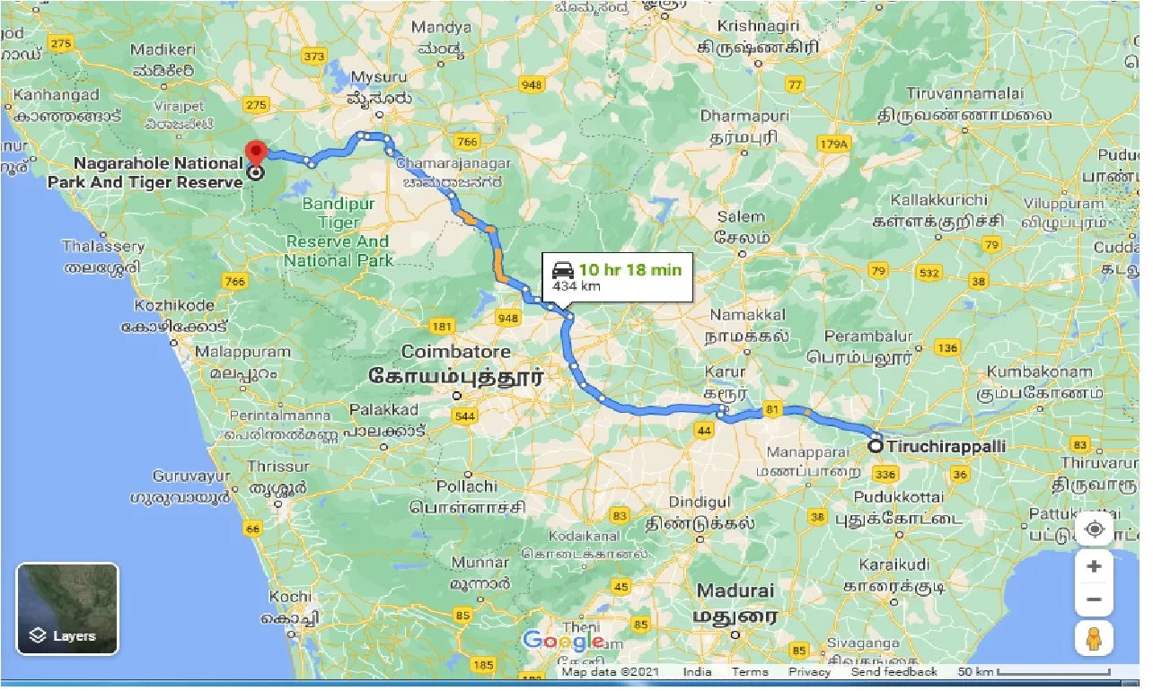 tiruchirappalli-to-nagarhole-national-park-and-tiger-reserve-one-way
