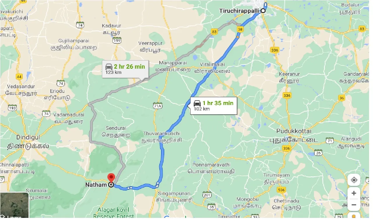 tiruchirappalli-to-natham-one-way