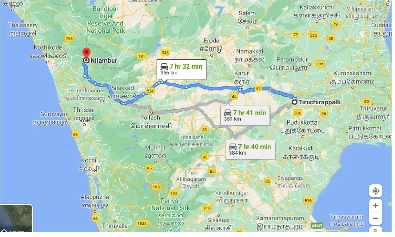 tiruchirappalli-to-nilambur-taxi