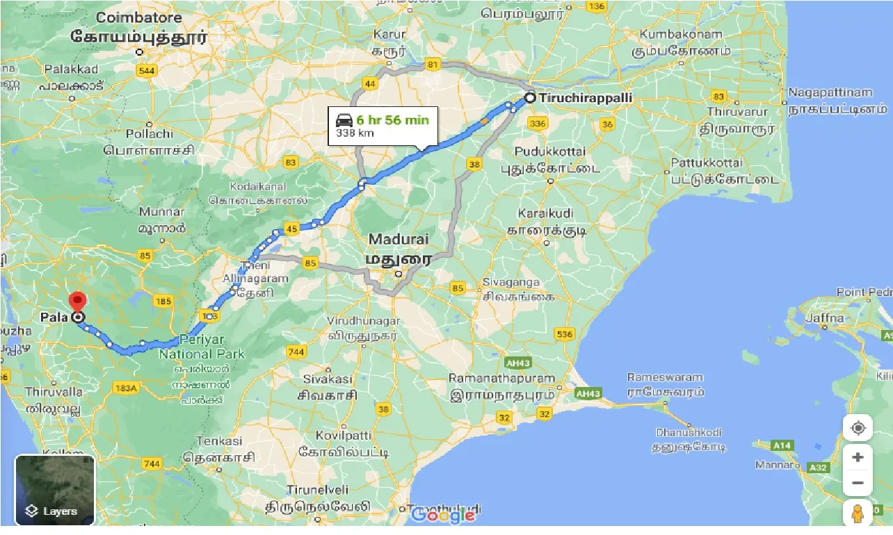 tiruchirappalli-to-pala-one-way