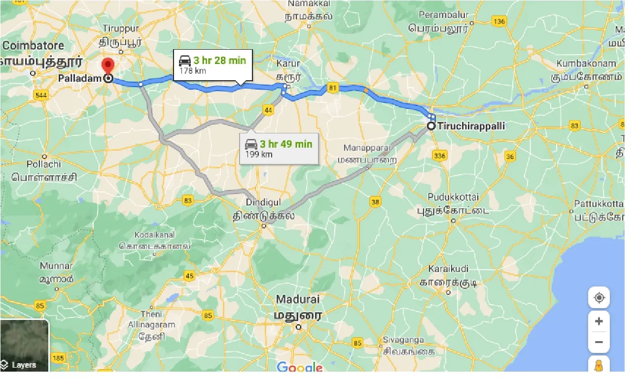 tiruchirappalli-to-palladam-one-way