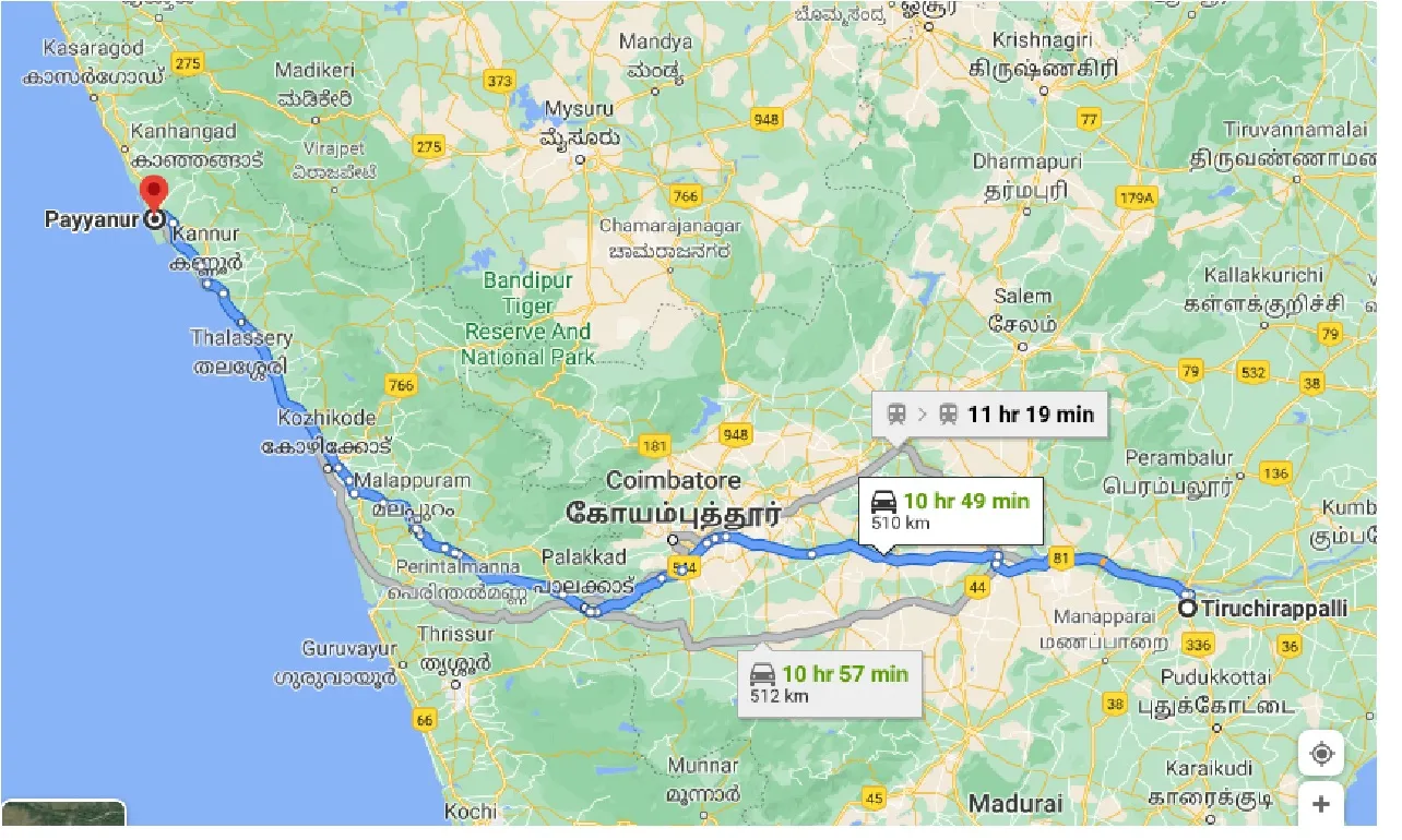 tiruchirappalli-to-payyanur-one-way