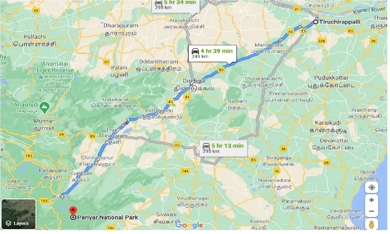tiruchirappalli-to-periyar-national-park-taxi