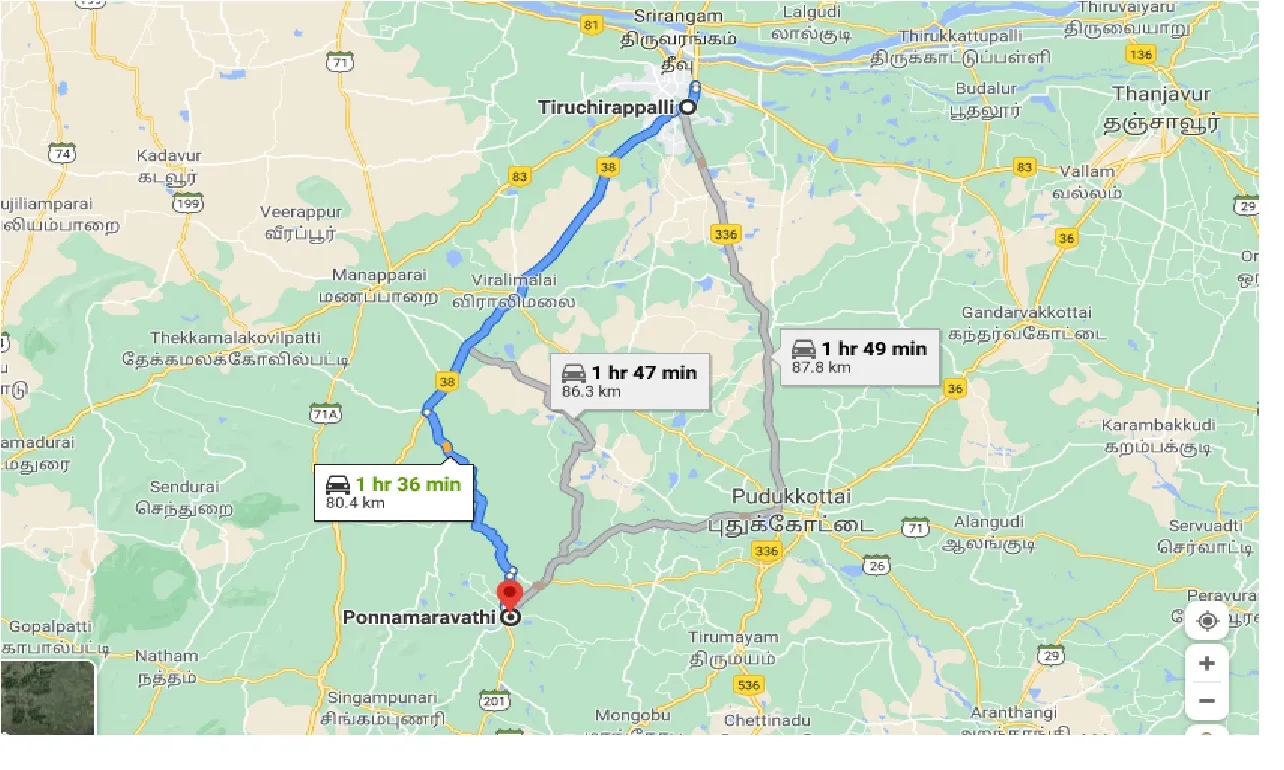 tiruchirappalli-to-ponnamaravathi-taxi