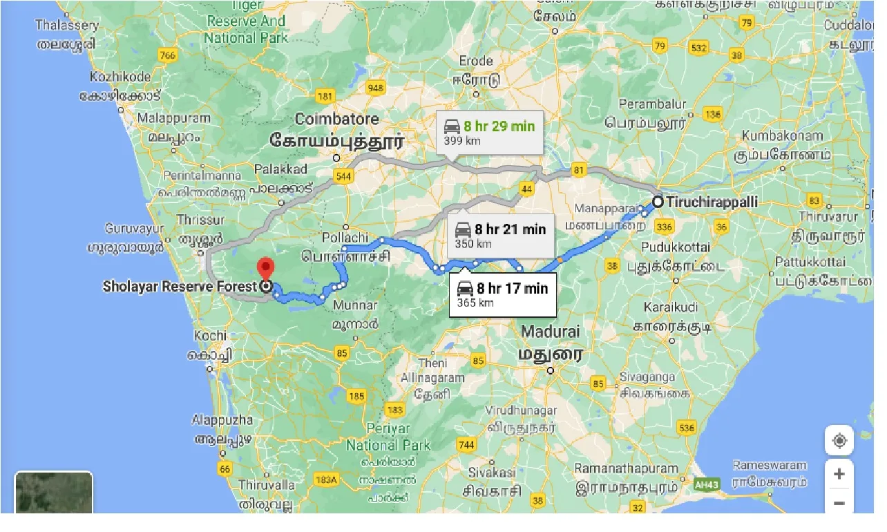 tiruchirappalli-to-sholayar-reserve-forest-taxi