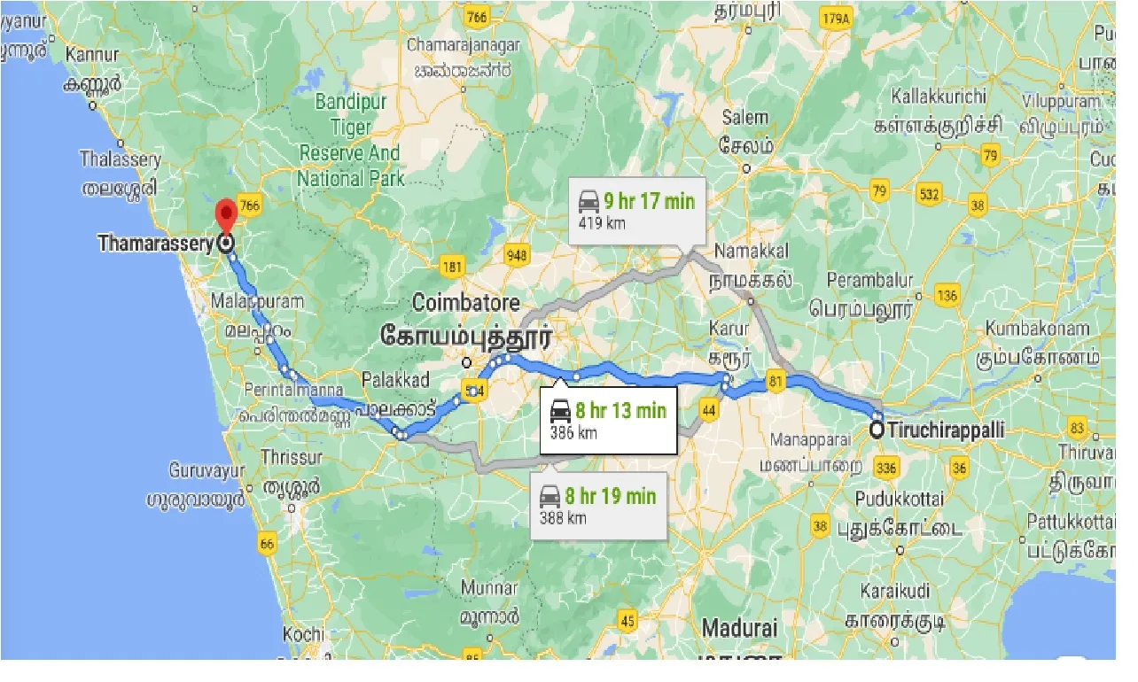 tiruchirappalli-to-thamarassery-taxi