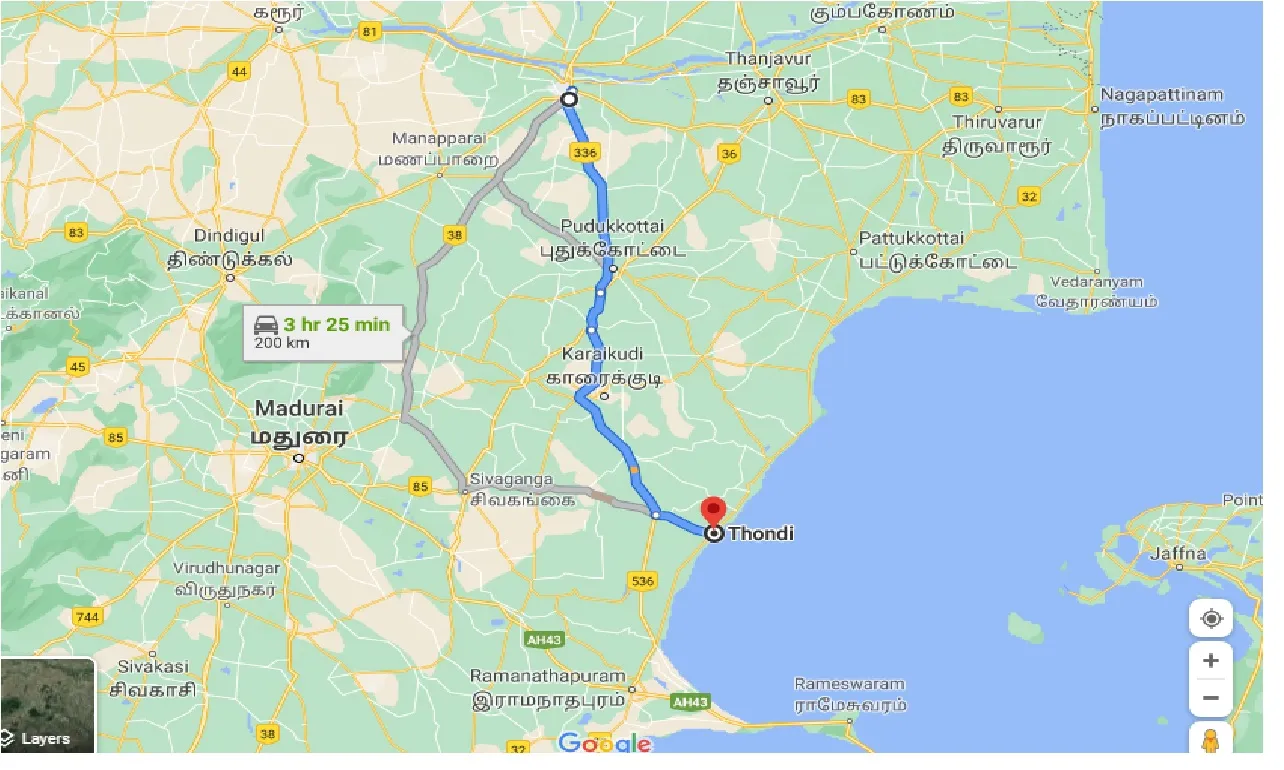 tiruchirappalli-to-thondi-one-way