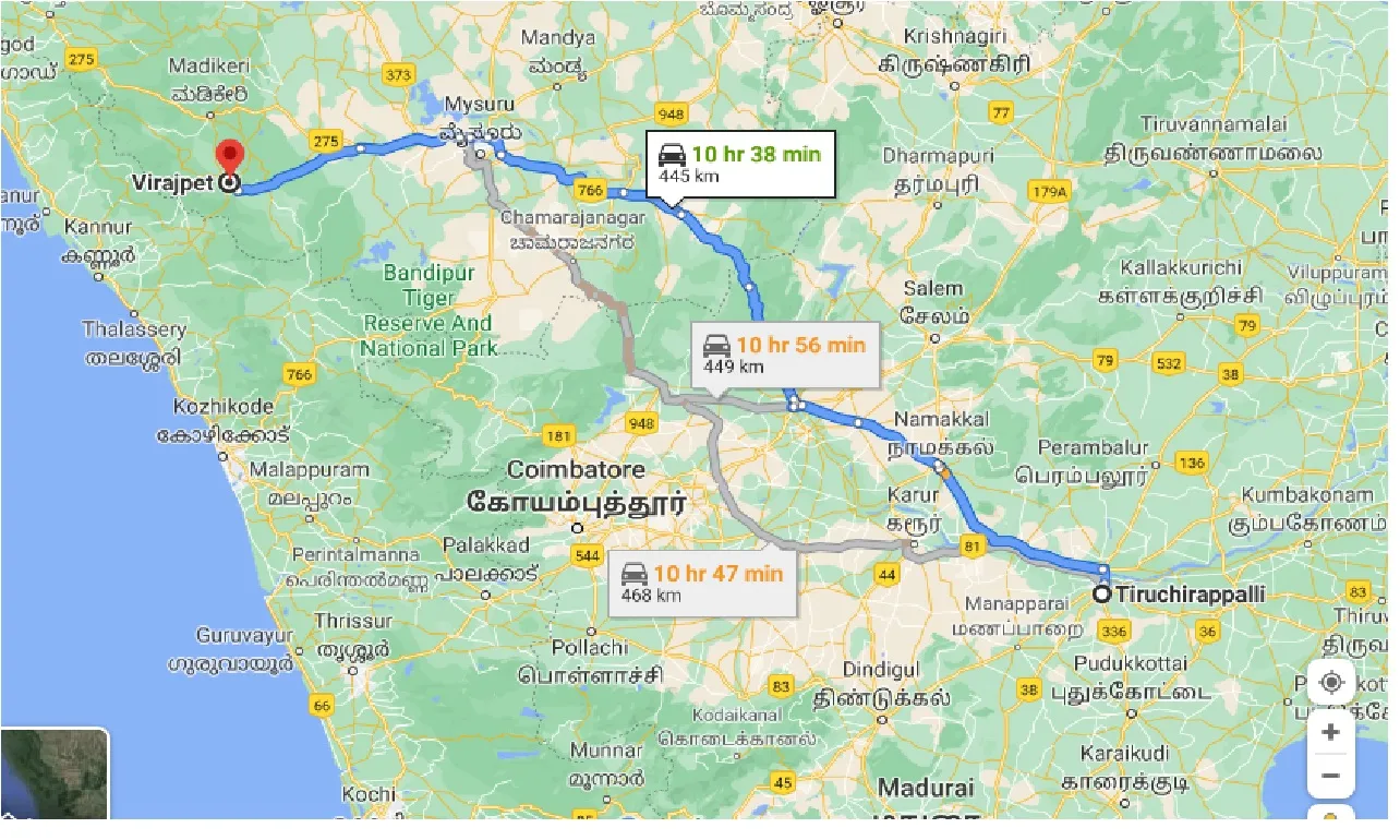 tiruchirappalli-to-virajpet-one-way