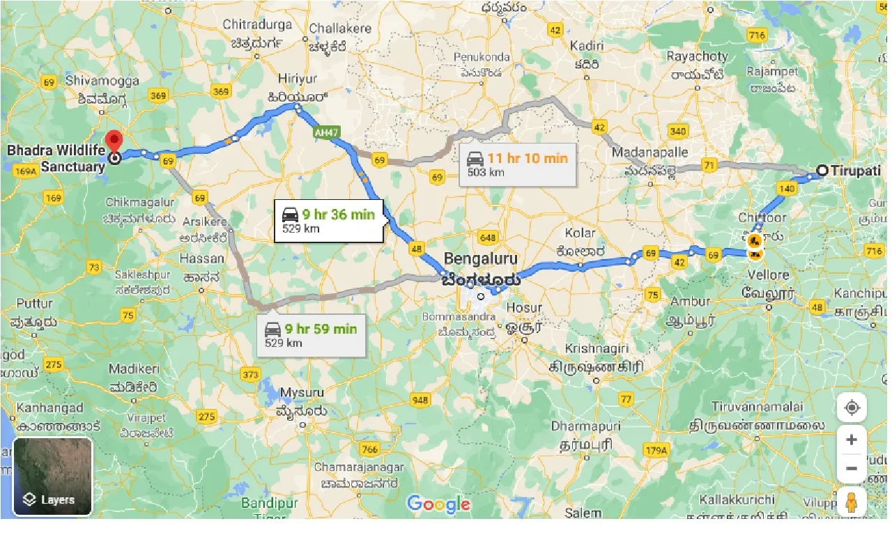 tirupati-to-bhadra-wildlife-one-way