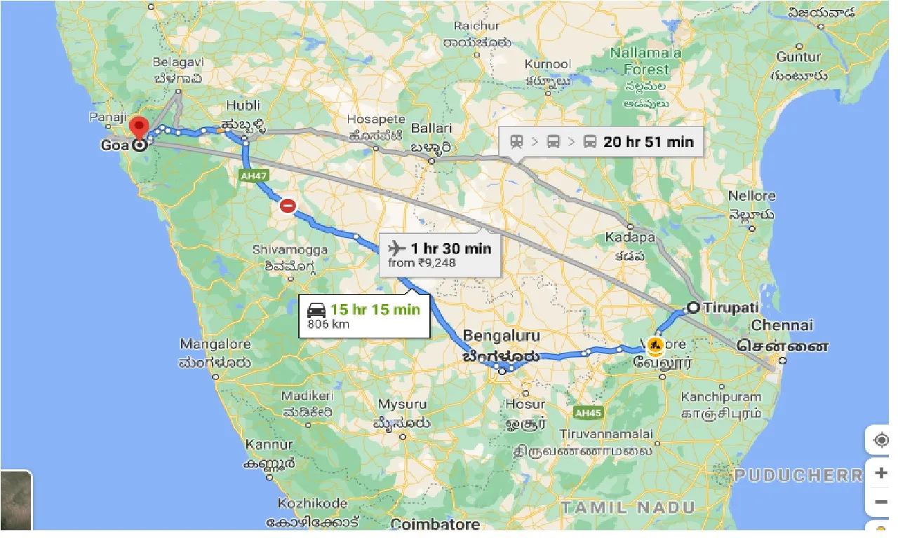 tirupati-to-goa-one-way