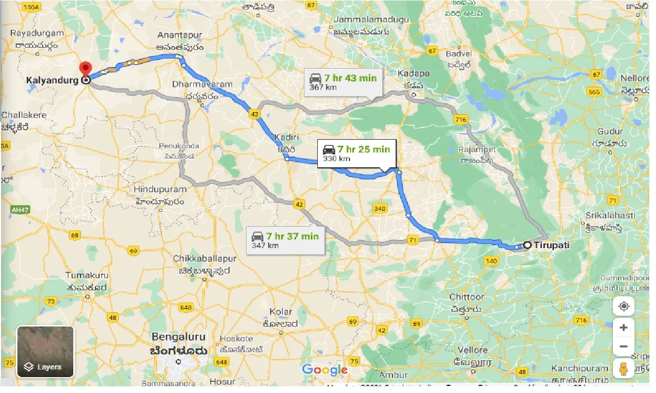 tirupati-to-kalyandurg-one-way