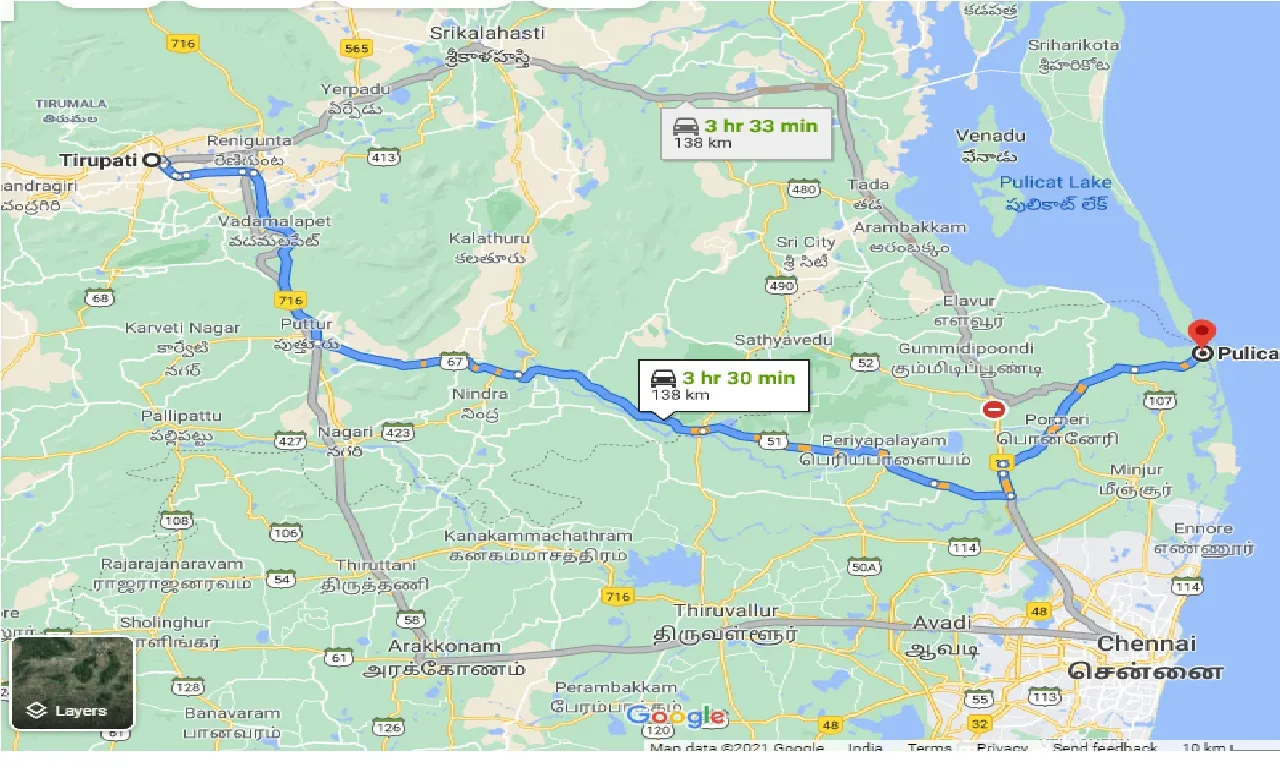 tirupati-to-pulicat-lake-one-way
