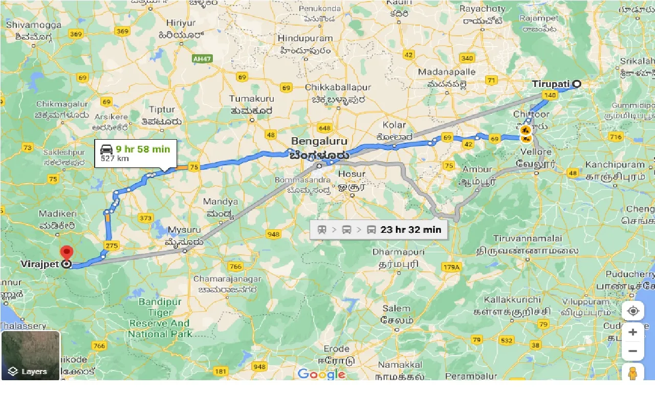 tirupati-to-virajpet-one-way