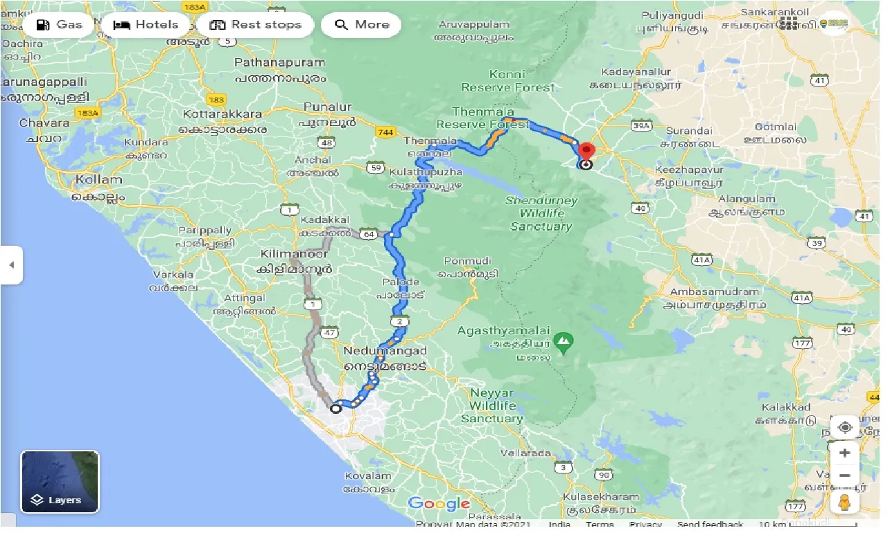 trivandrum-to-courtallam-one-way