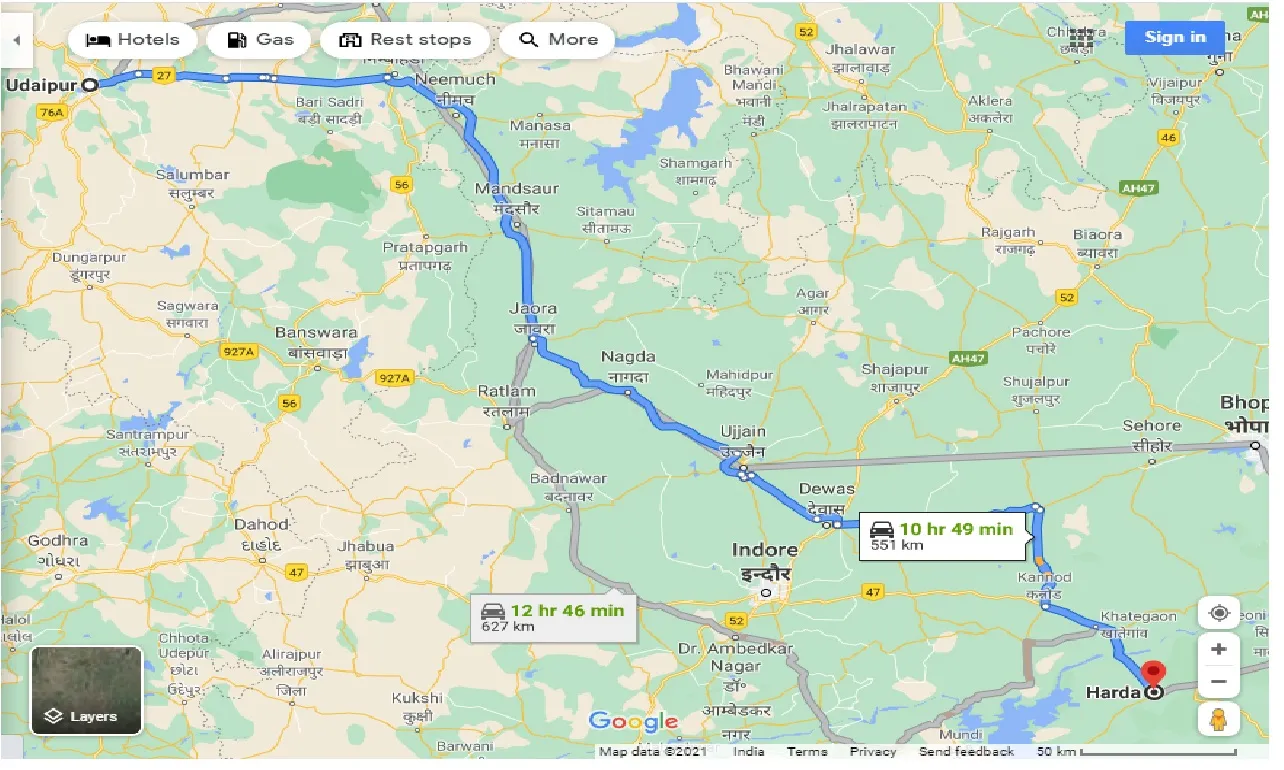 udaipur-to-harda-one-way