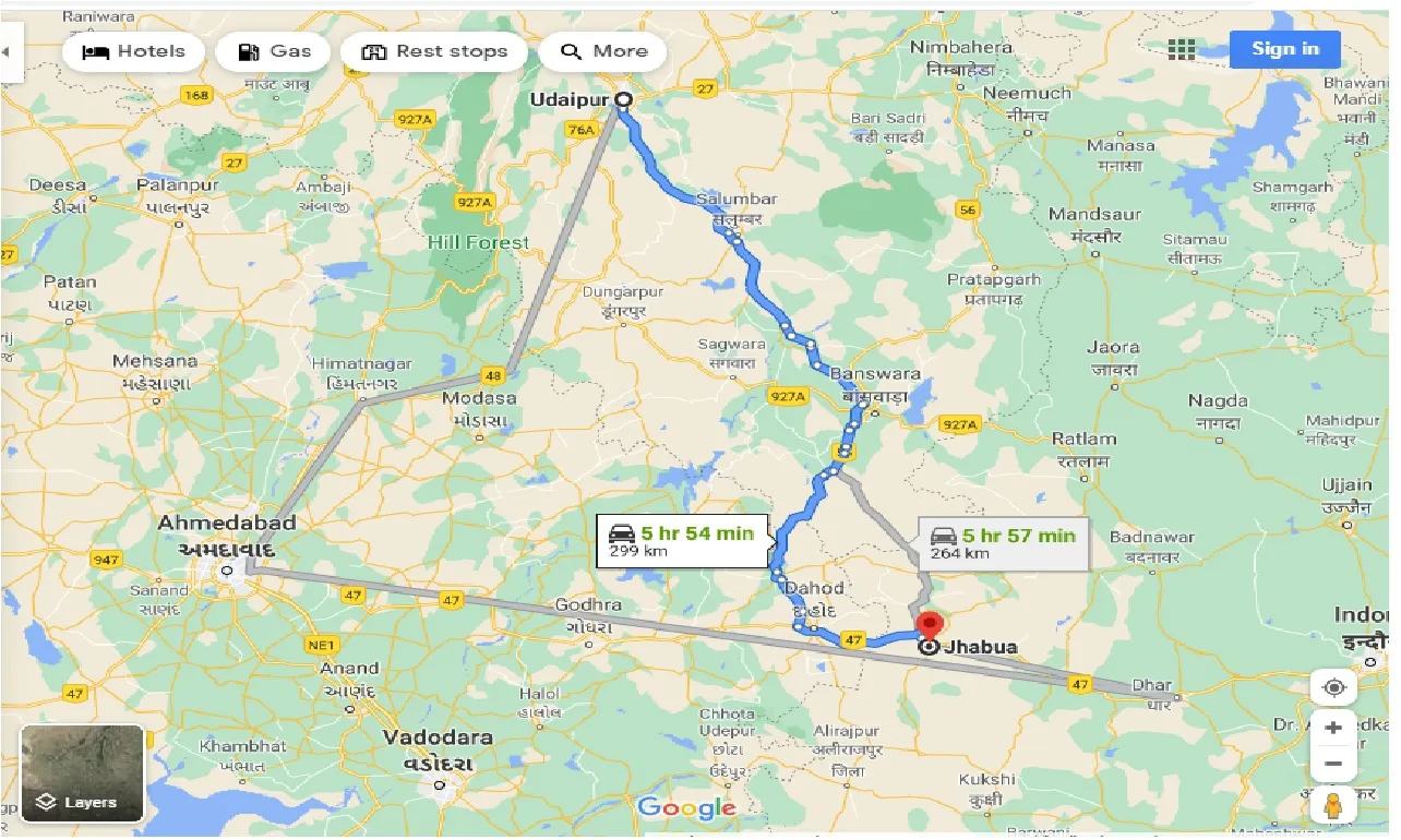 udaipur-to-jhabua-one-way