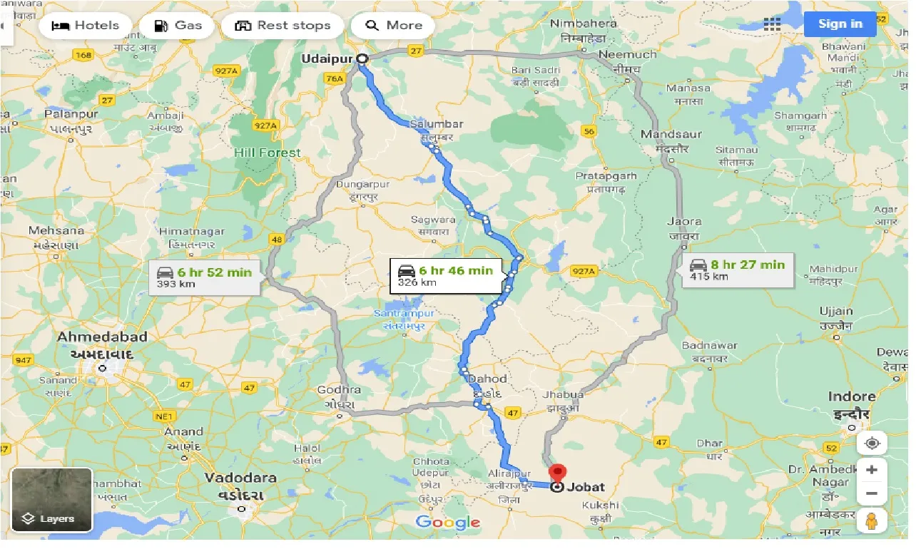 udaipur-to-jobat-one-way