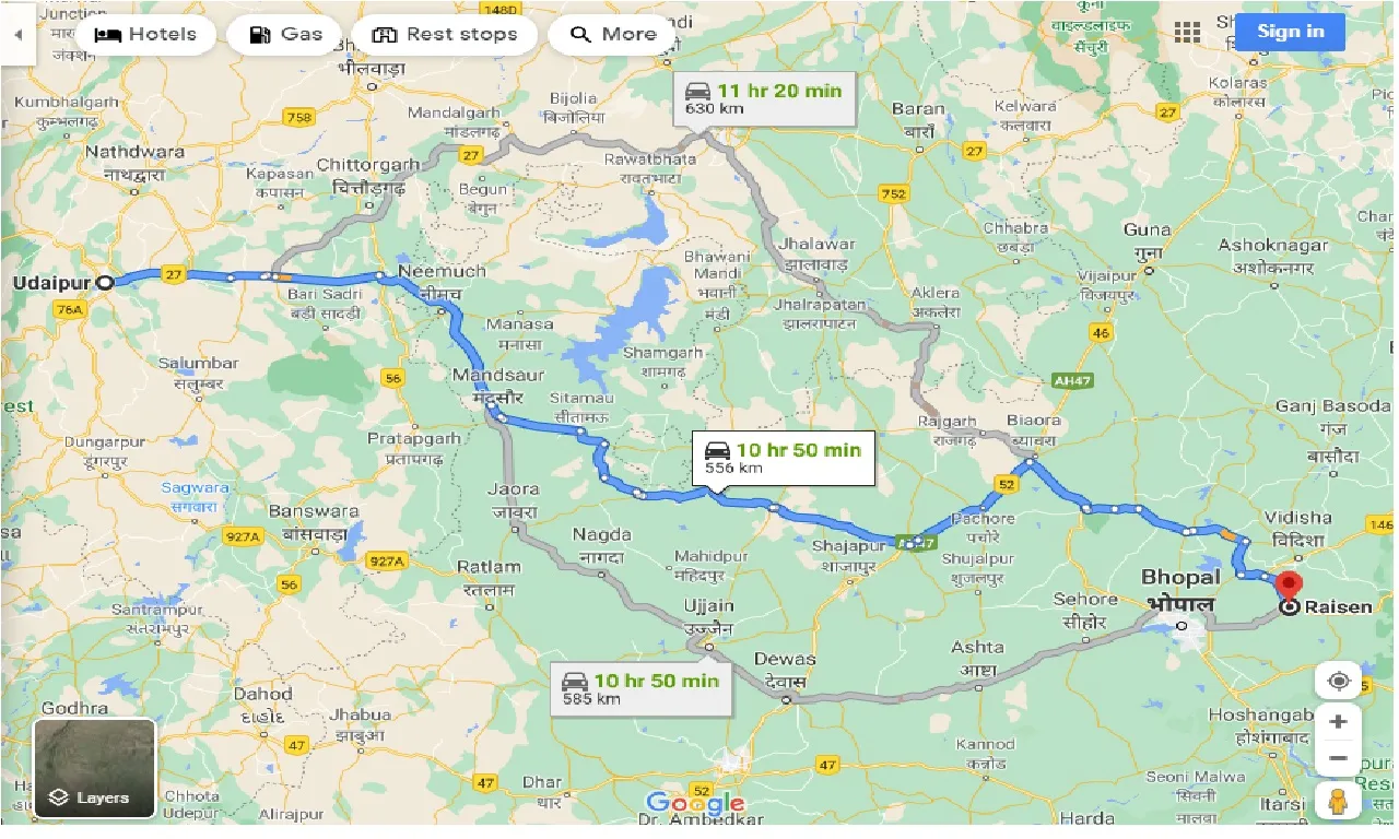 udaipur-to-raisen-taxi