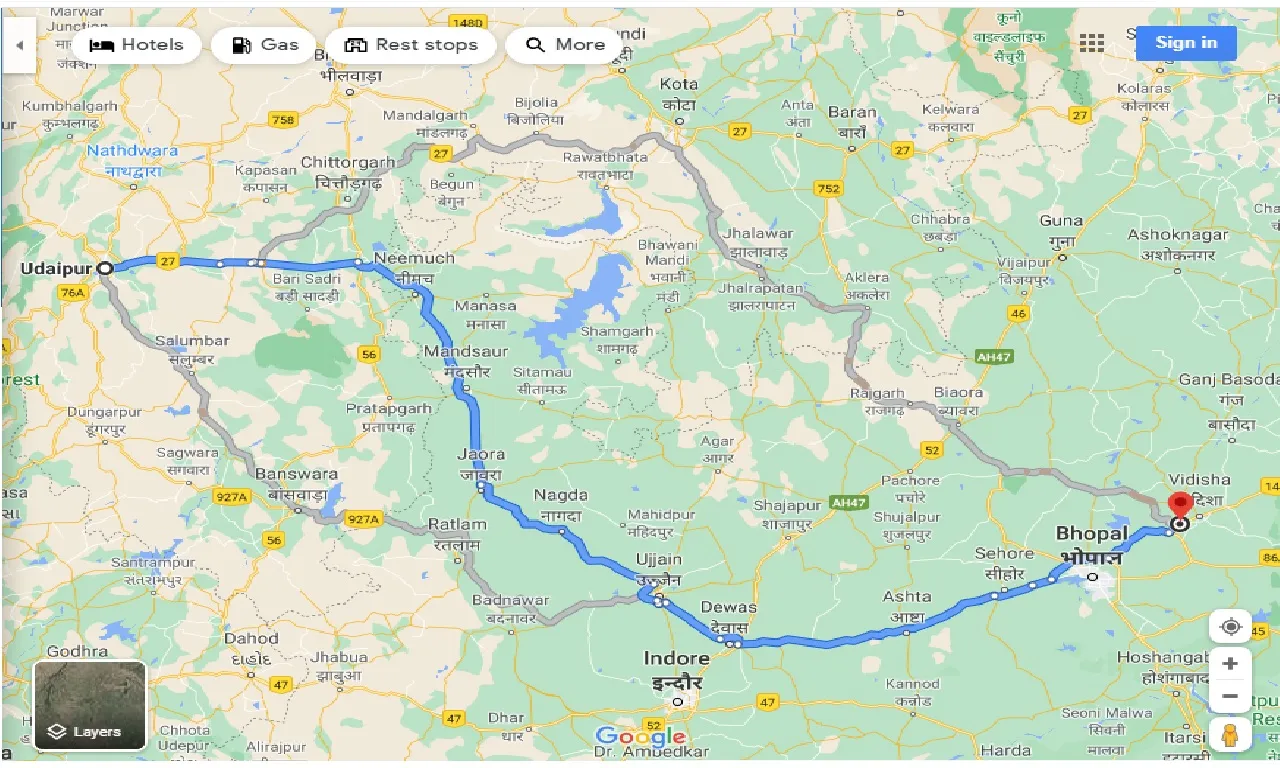 udaipur-to-sanchi-one-way