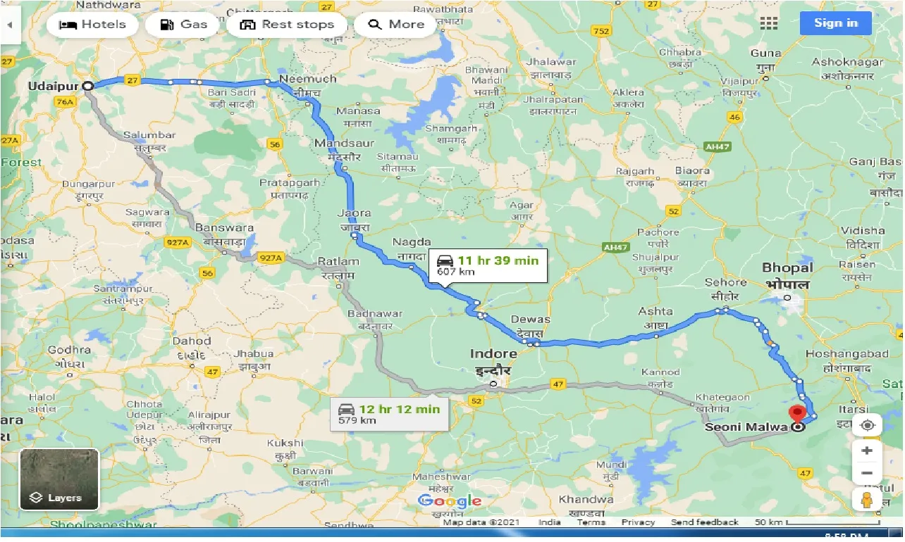 udaipur-to-seoni-malwa-one-way