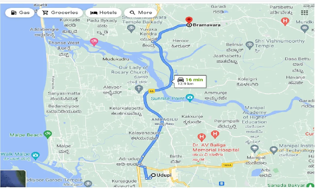 udupi-to-bramavara-one-way