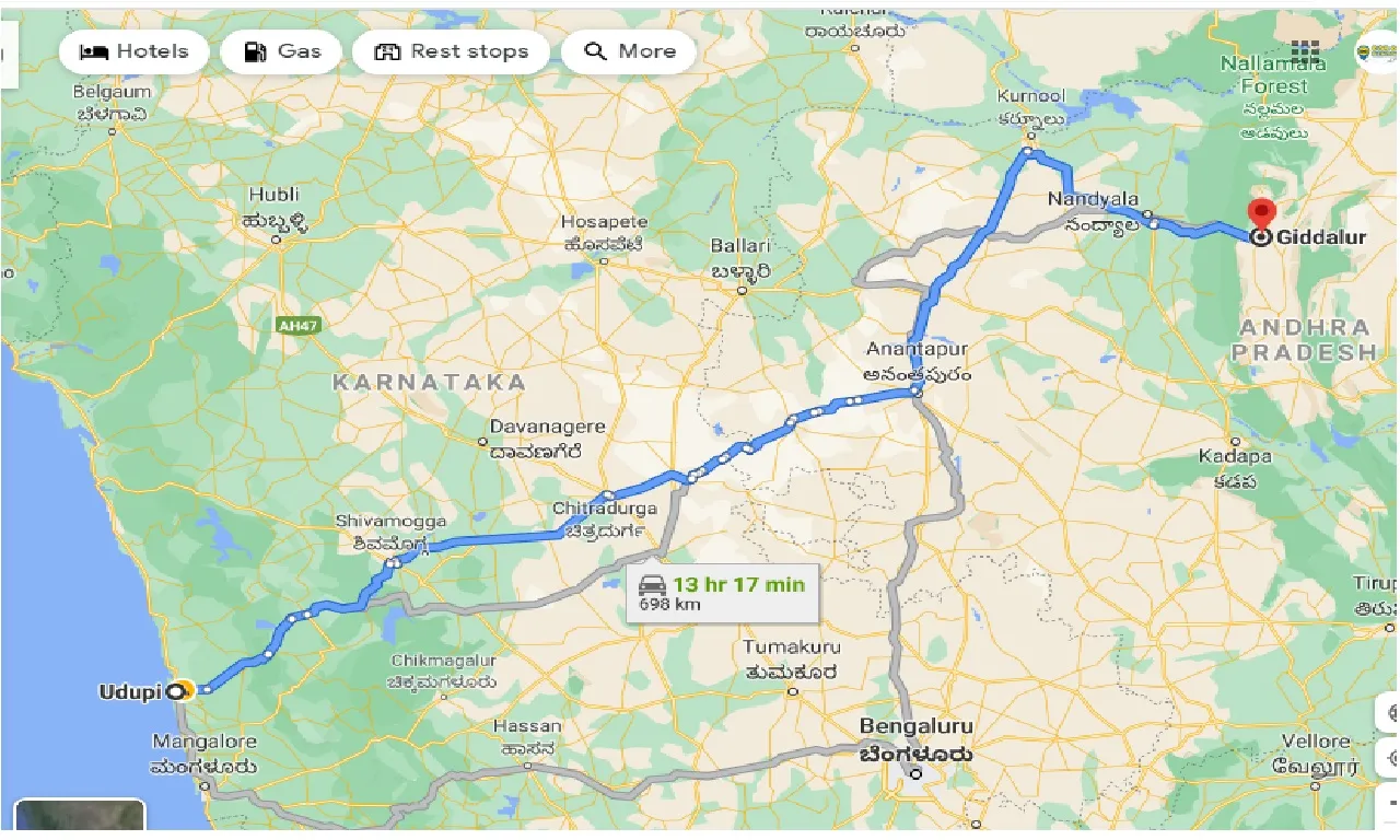 udupi-to-giddalur-one-way
