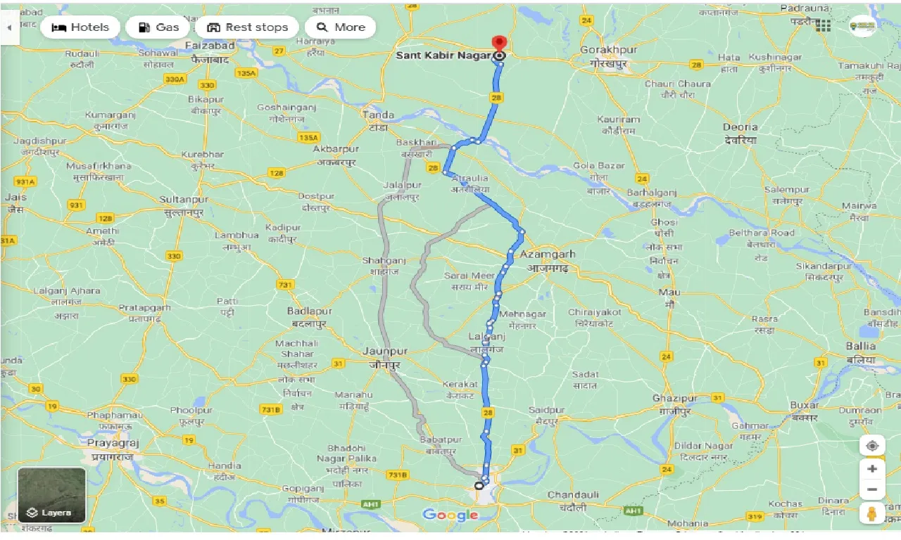varanasi-to-sant-kabir-nagar-one-way