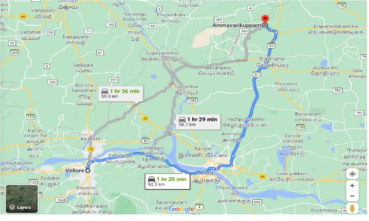 vellore-to-ammavarikuppam-one-way