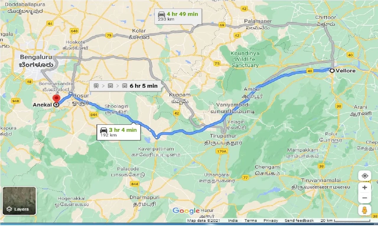 vellore-to-anekal-taxi