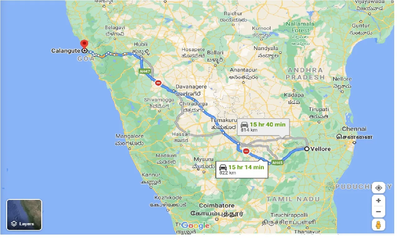 vellore-to-calangute-one-way