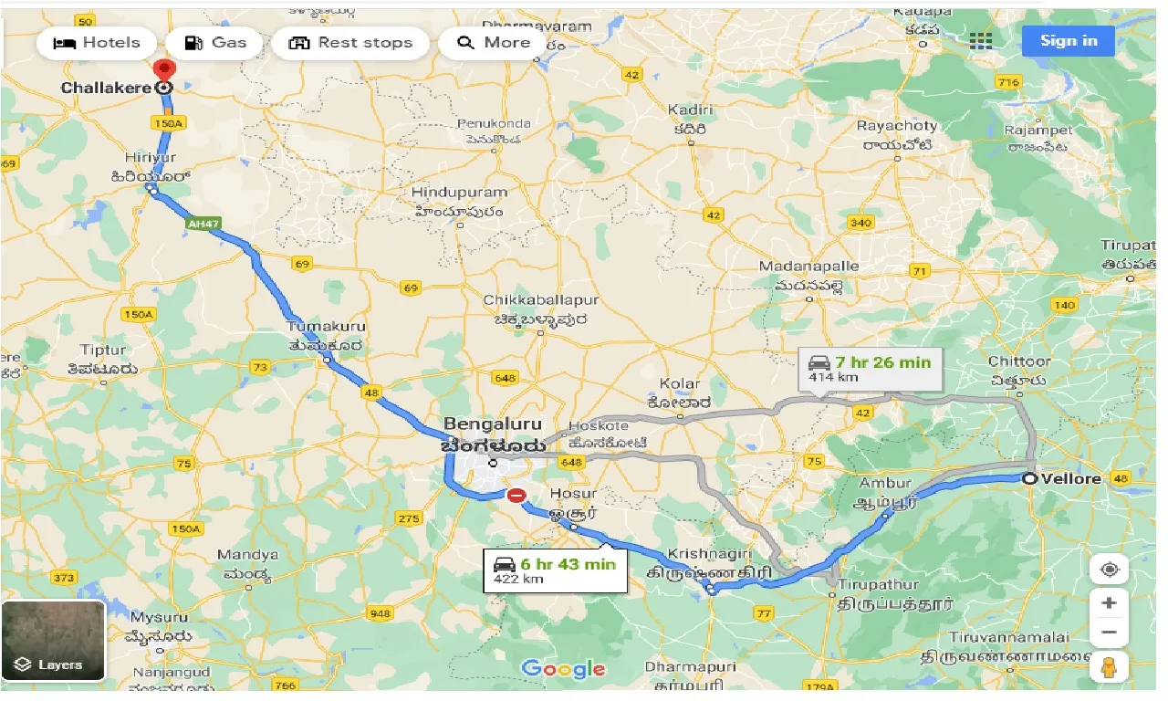 vellore-to-challakere-taxi