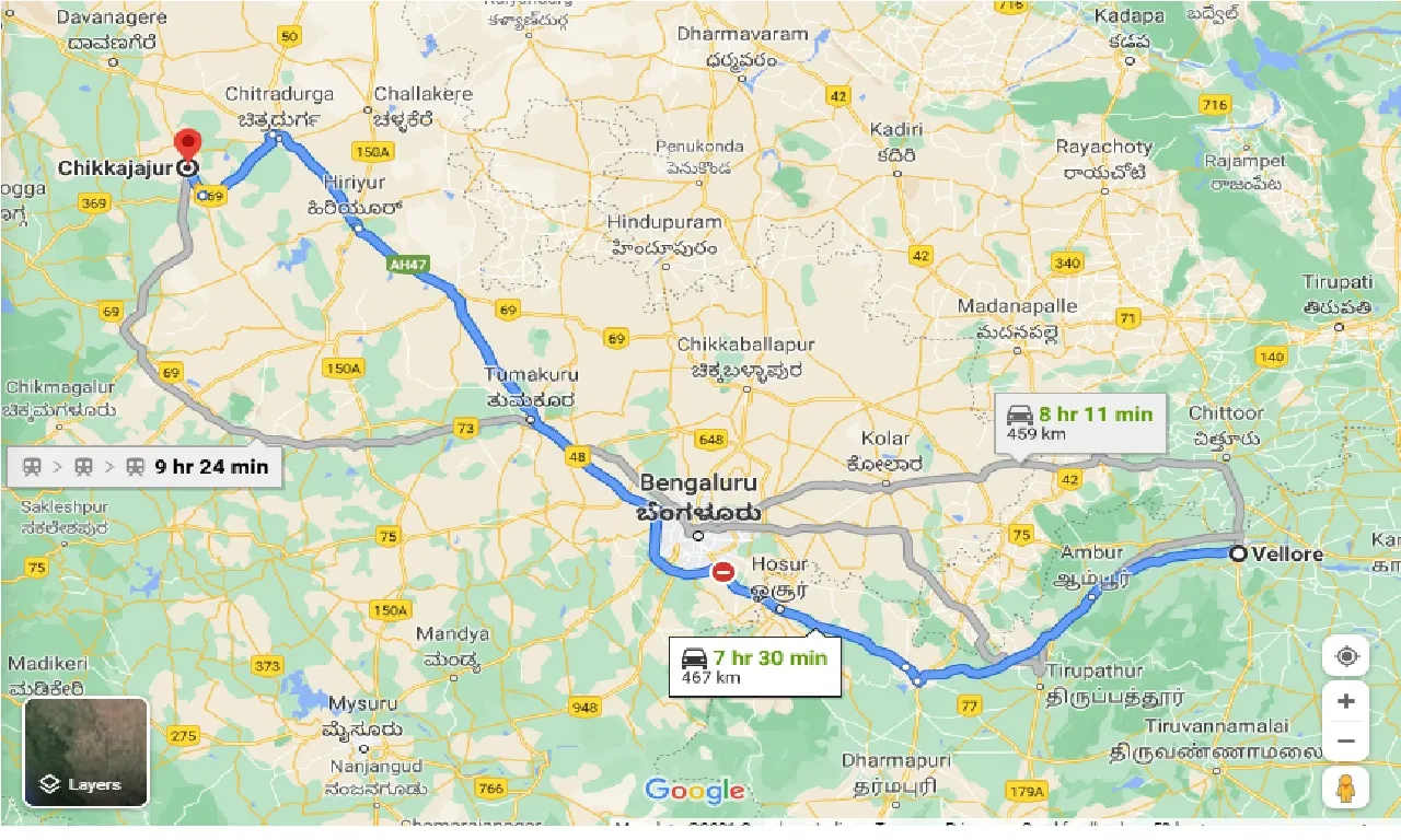 vellore-to-chikkajajur-taxi