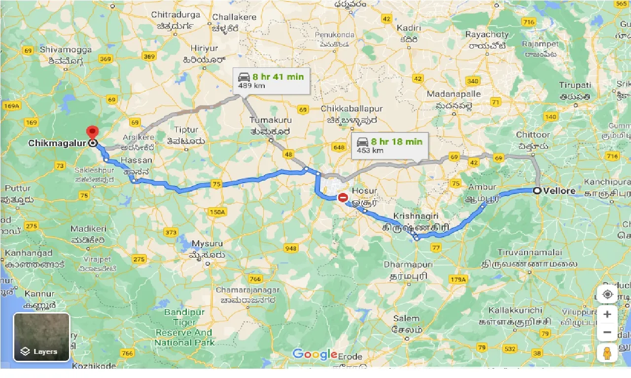 vellore-to-chikmagalur-taxi