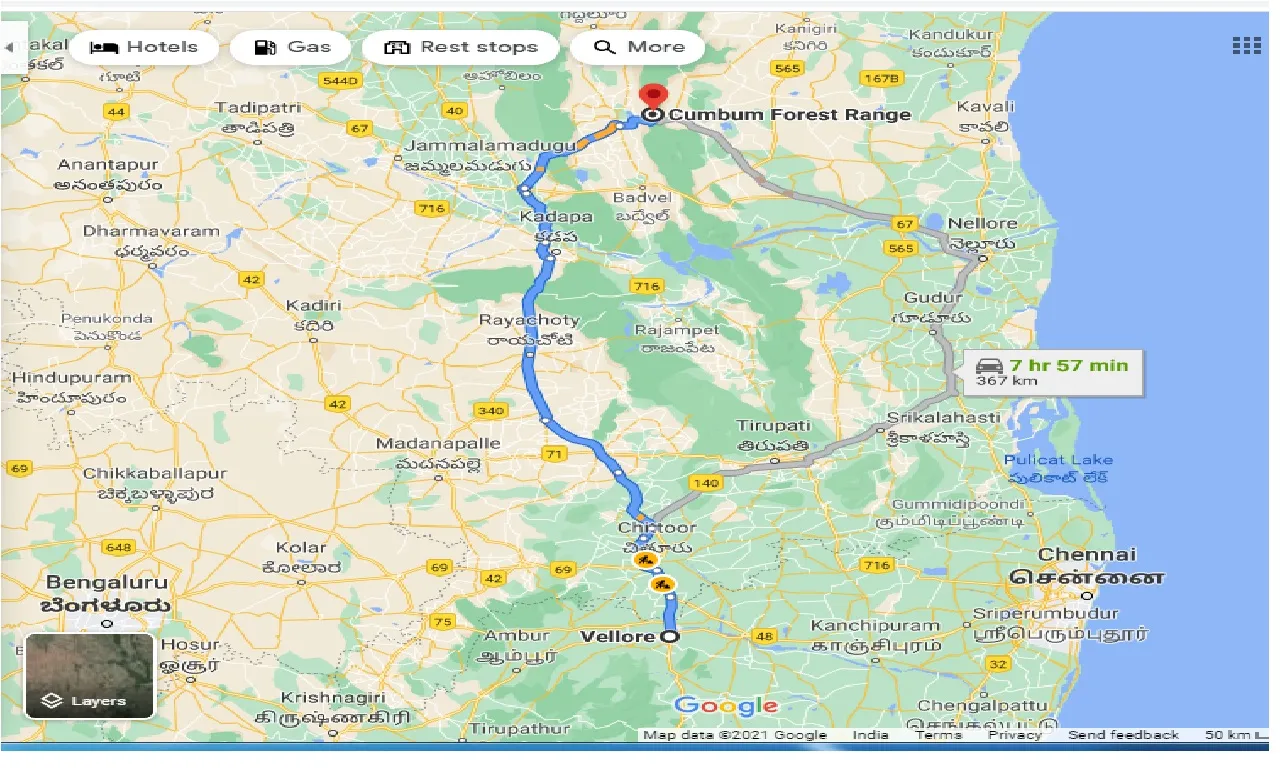 vellore-to-cumbum-forest-taxi